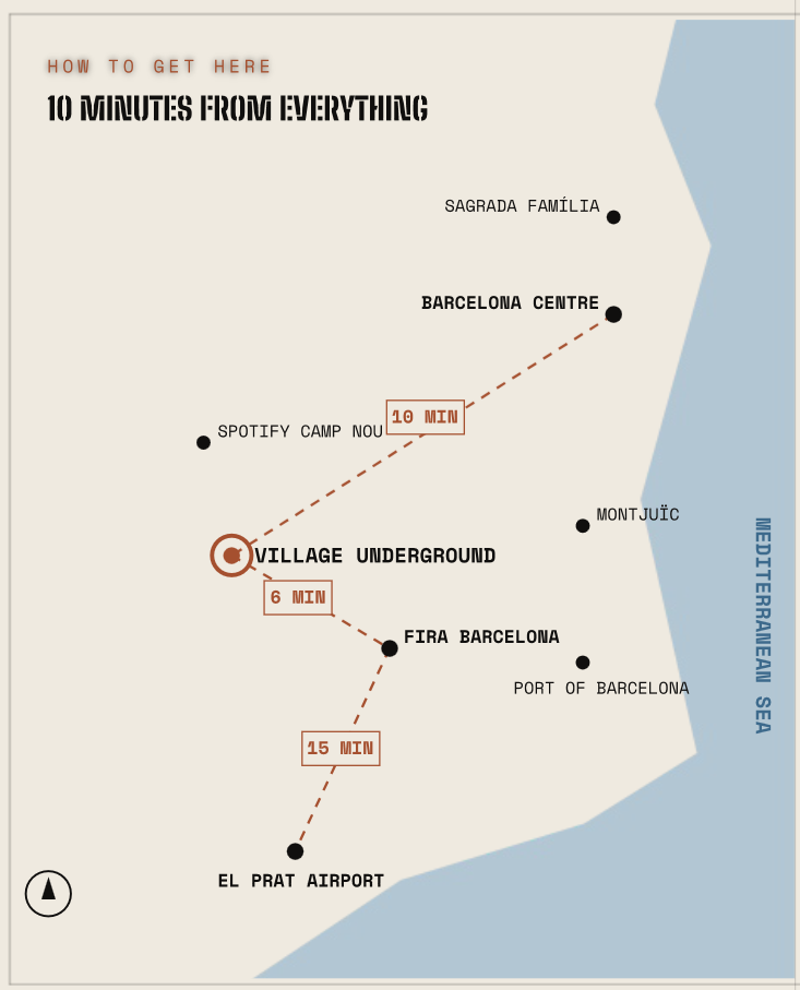 Mapa de conexiones con el centro, Fira Barcelona y el aeropuerto
